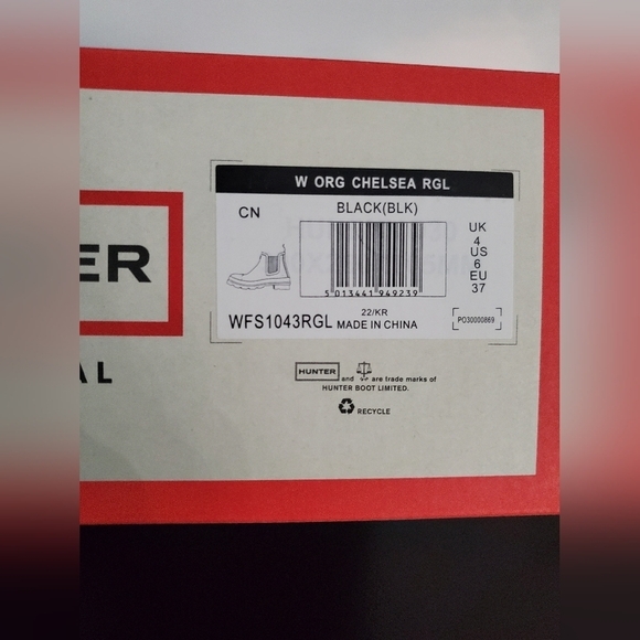 Hunter Original Black Patent Chelsea Rain Boots Women’s Size 37(6) With Box EUC - Picture 7 of 12